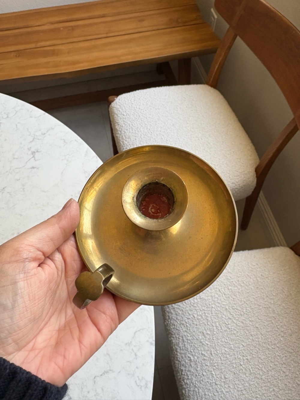 Vintage Brass Chamberstick Candle Holder - Gold Tone